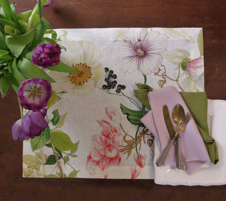 Portamonete Paris Con Stampa Ibisco - 100% Cotone, Zip E Pompon, 12x9.5 Cm