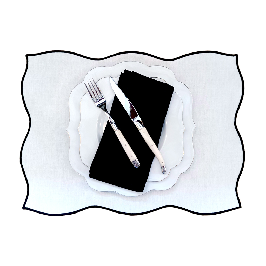 Individual plastificado Vela - Fondo Crema - Negro